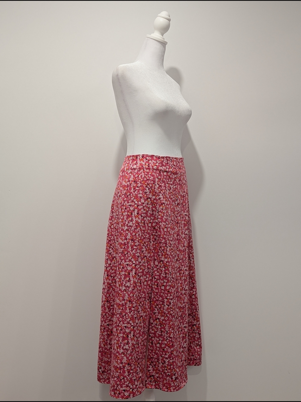 Dynamite Satin Floral Midi Skirt with Side Slit - Bright Pink - Picture 4 of 10